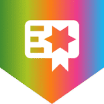 Certificate icon on a rainbow gradient banner
