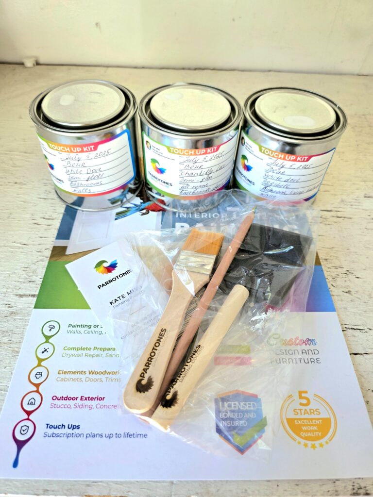 With every Parrotones project, enjoy a complimentary Touch-Up DIY Kit—keep your home picture-perfect year-round. Free refills for one year!