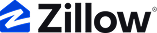 Zillow logo featuring a blue house icon with a white Z inside, next to the word Zillow in black text, with a registered trademark symbol.